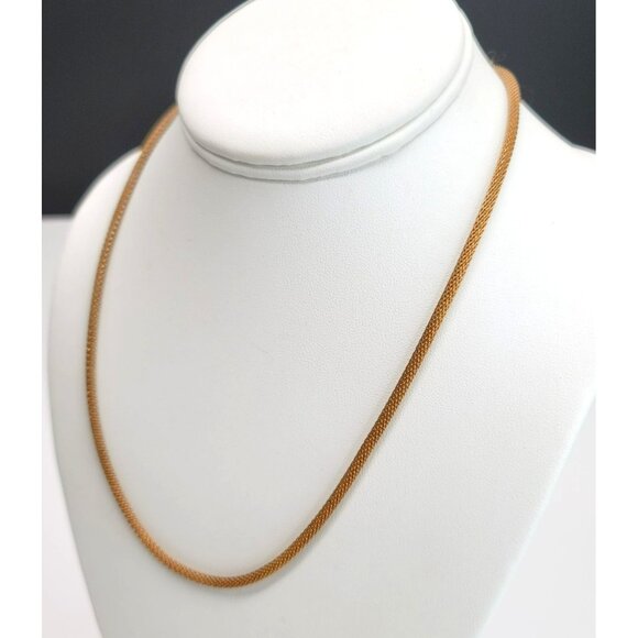 Vintage Gold Tone Necklace Hollow Round Mesh Chain 18" with 2" Extender CT7 - Picture 2 of 5